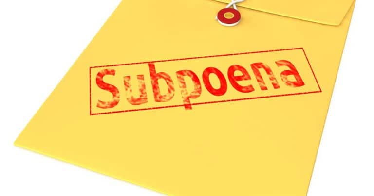 subpoena on envelope