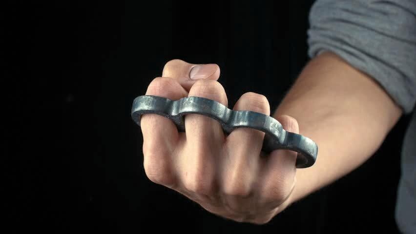 Black Plastic Knuckle Duster - Fist-Loading Weapon - Brass 